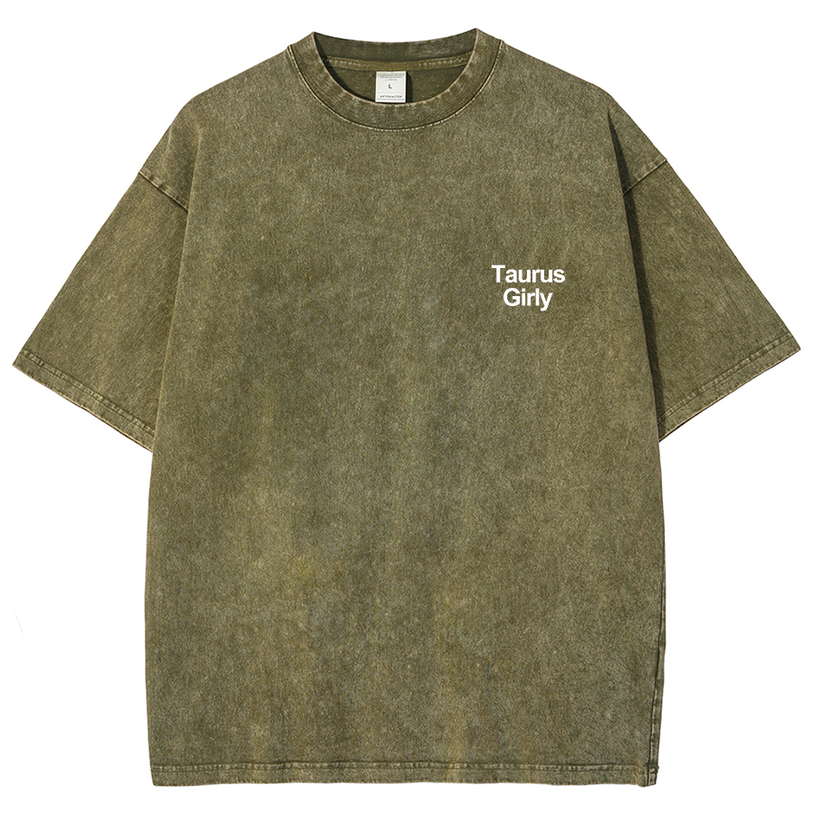 Taurus Girly Unisex Fit Washed T-Shirt-moweekender