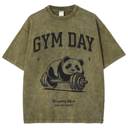 Gym Day Everything Hurts & I'm Sleepy Unisex Fit Washed Oversized T-Shirt-moweekender