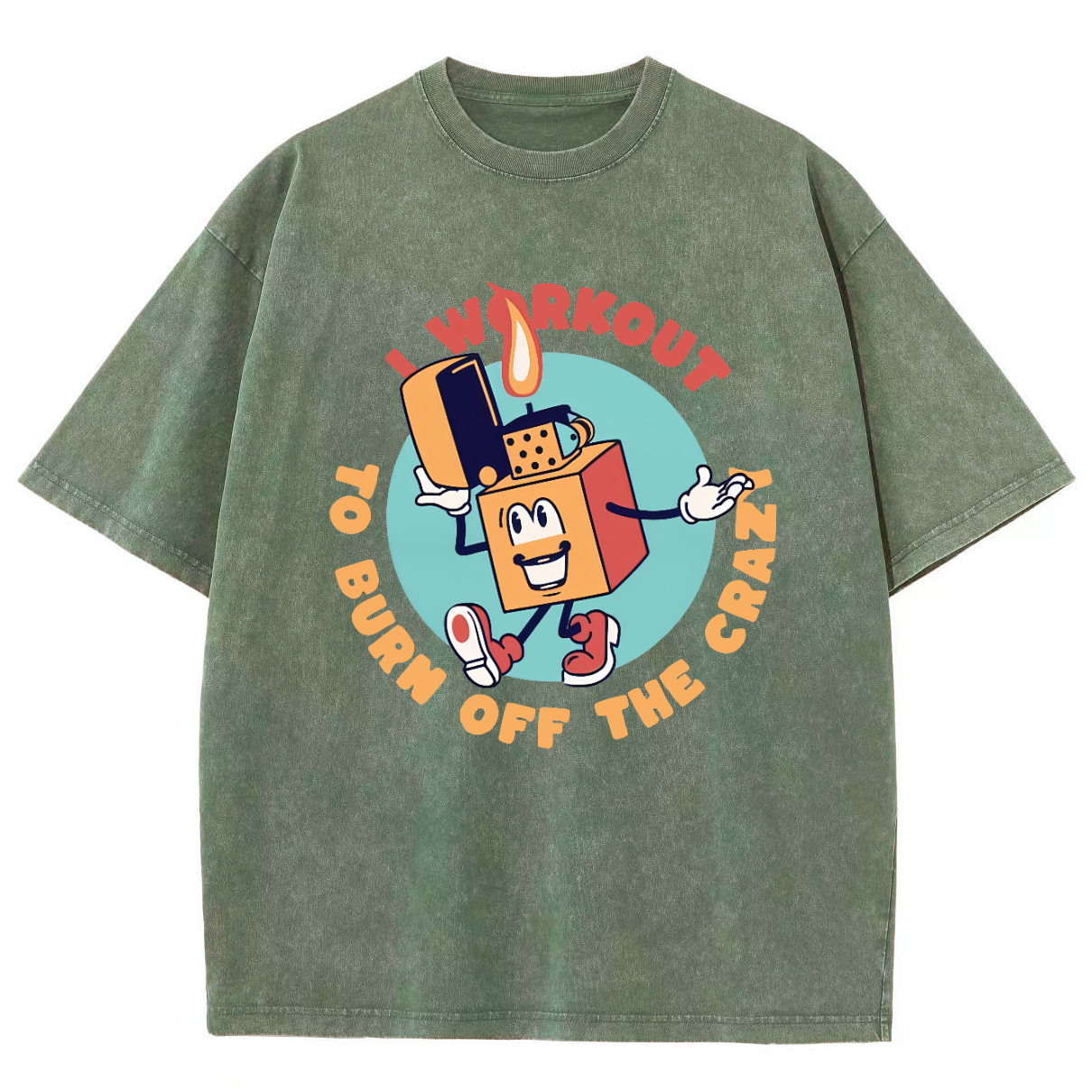 I Workout To Burn Off The Crazy Unisex Fit Washed T-Shirt-moweekender