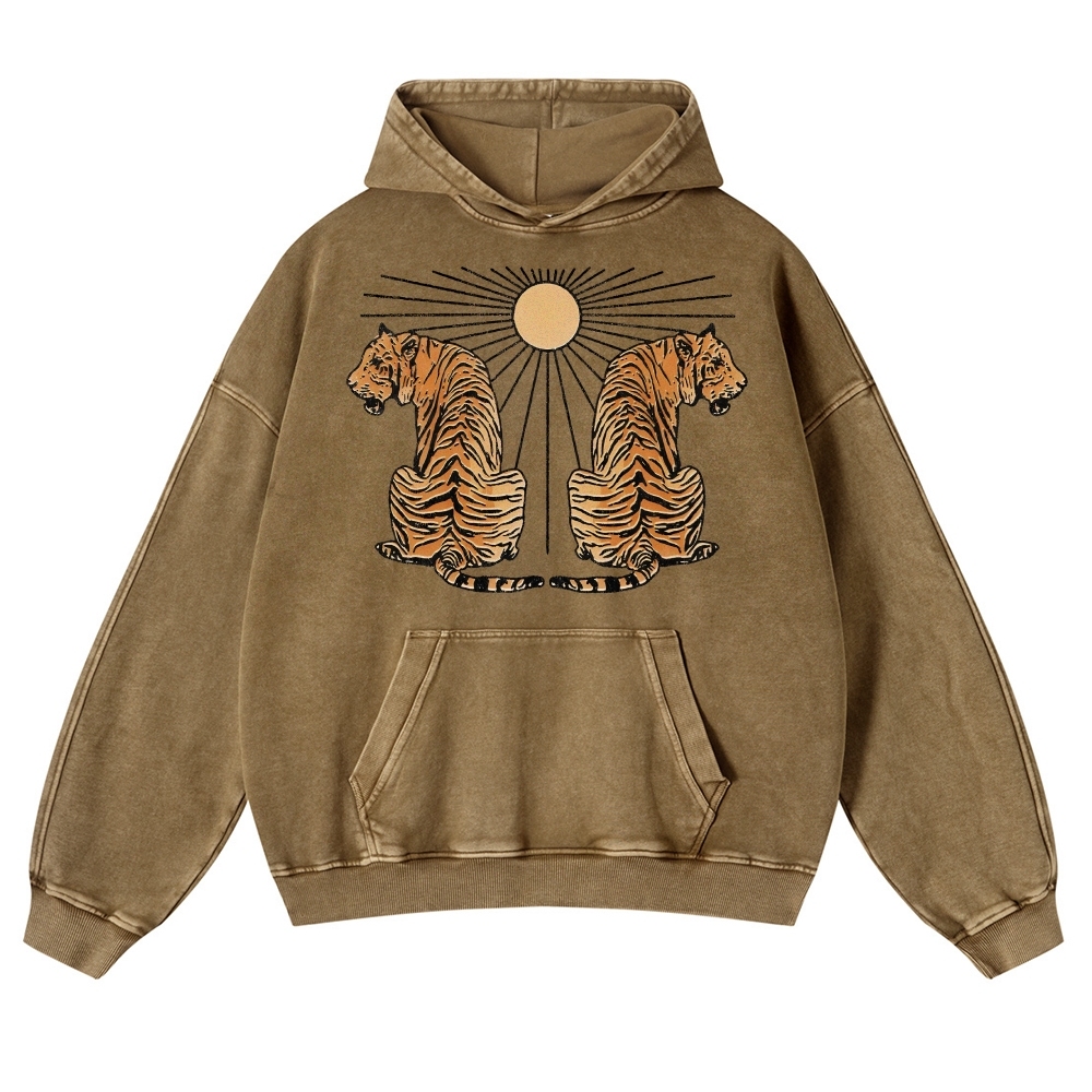 Sun And Tiger Casual Vintage Washed Hoodie-moweekender