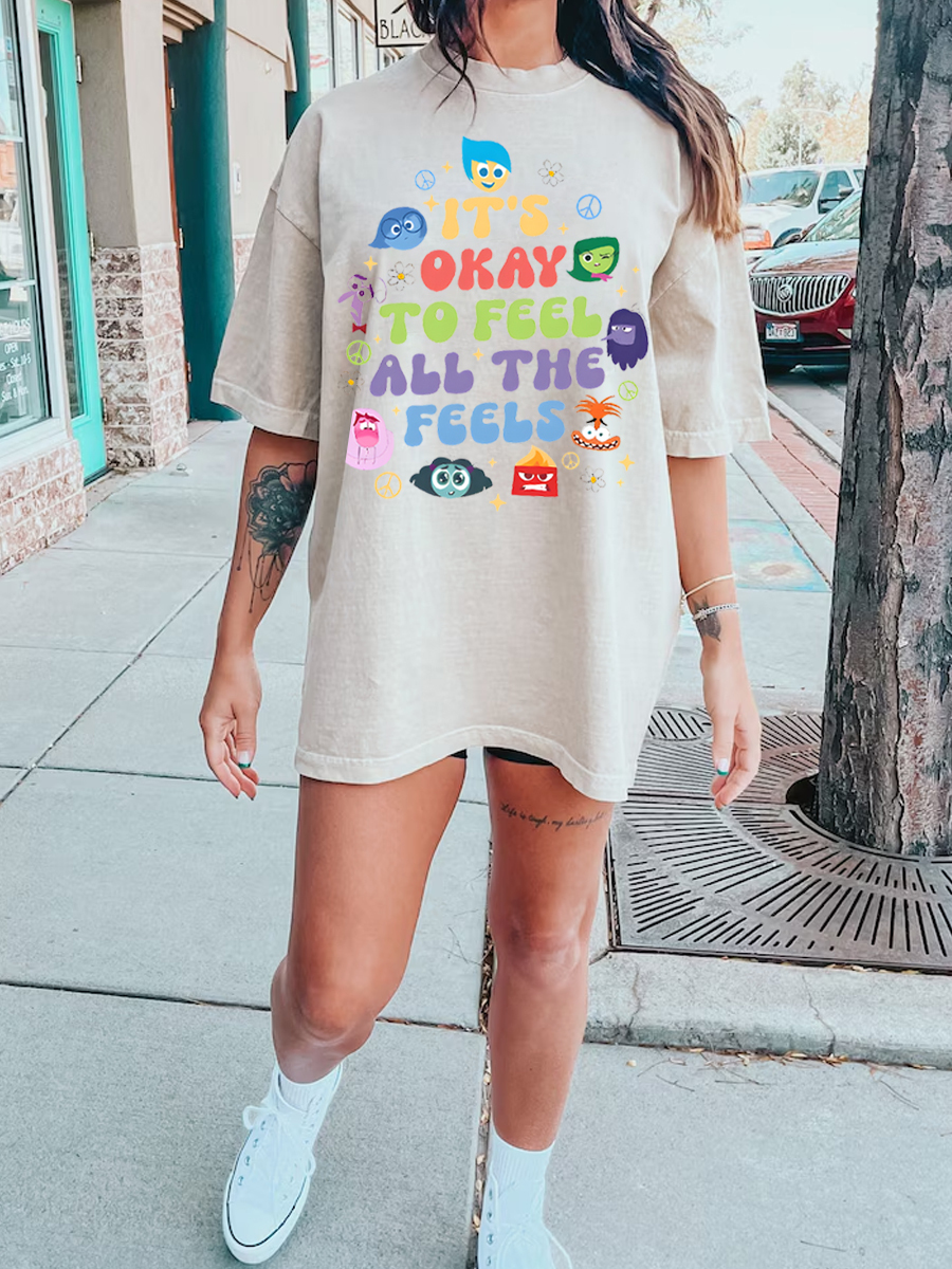 It's Okay To Feel Vintage Snowflake Washed T-Shirt-moweekender