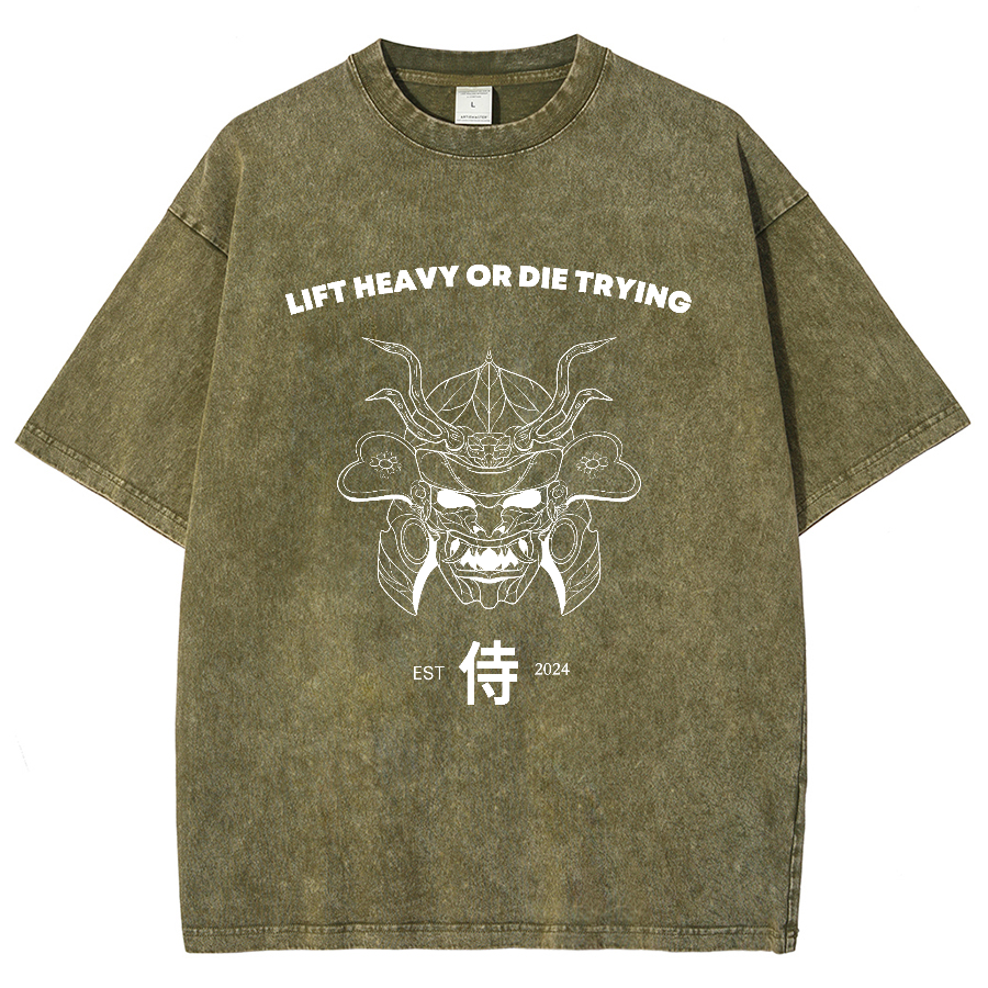 Lift Heavy Or Die Trying Unisex Fit Washed Oversized T-Shirt-moweekender