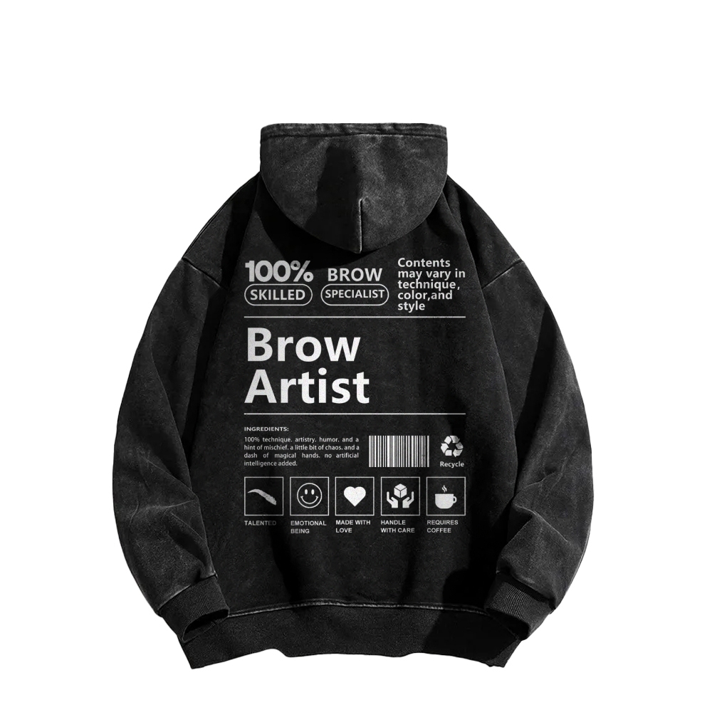 Brow Artist Casual Washed Hoodie-moweekender