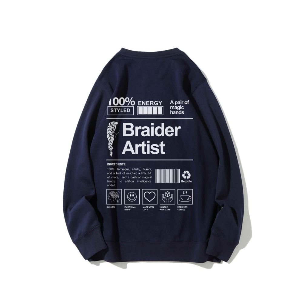 Braider Artist Casual Crewneck Sweatshirt-moweekender