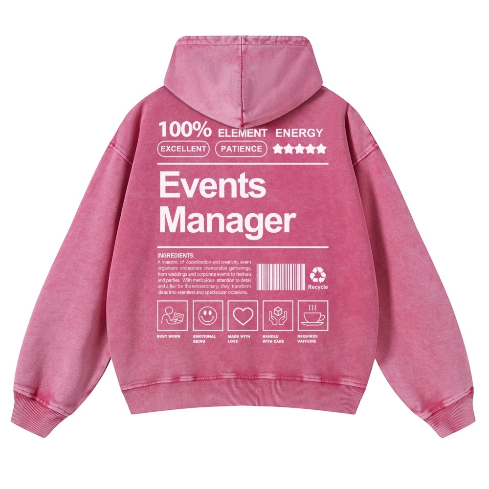 Events Manager Printed Vintage Washed Hoodie-moweekender