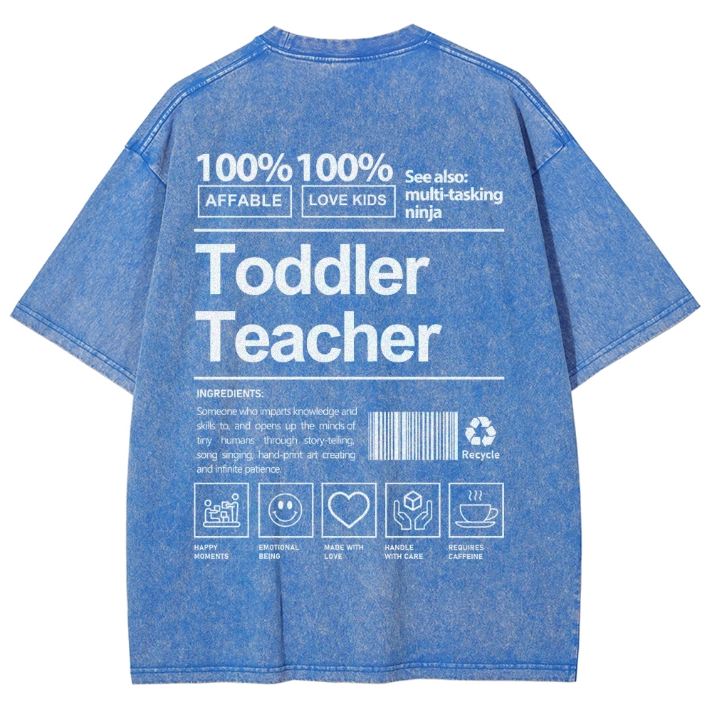 Toddler Teacher Unisex Fit Washed T-Shirt-moweekender
