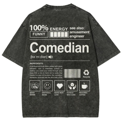 Comedian Pattern Washed Vintage Short Sleeves T-Shirt-moweekender