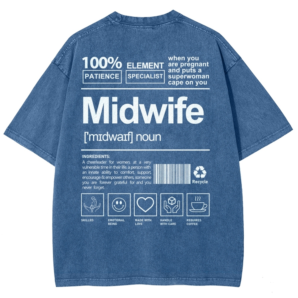 Midwife Unisex Fit Washed T-Shirt-moweekender