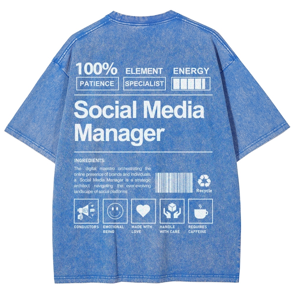 Social Media Manager Unisex Fit Washed T-Shirt-moweekender