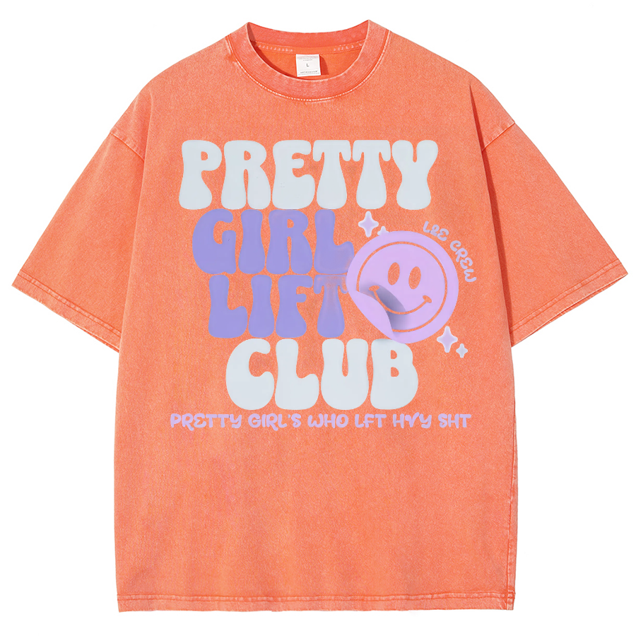 Pretty Girl Lift Club Unisex Fit Washed Oversized T-Shirt-moweekender