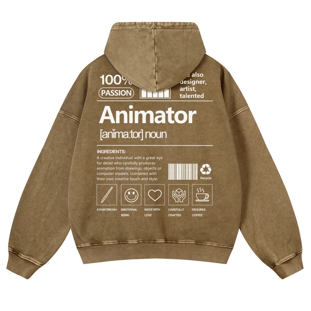 Animator Casual Washed Hoodie-moweekender