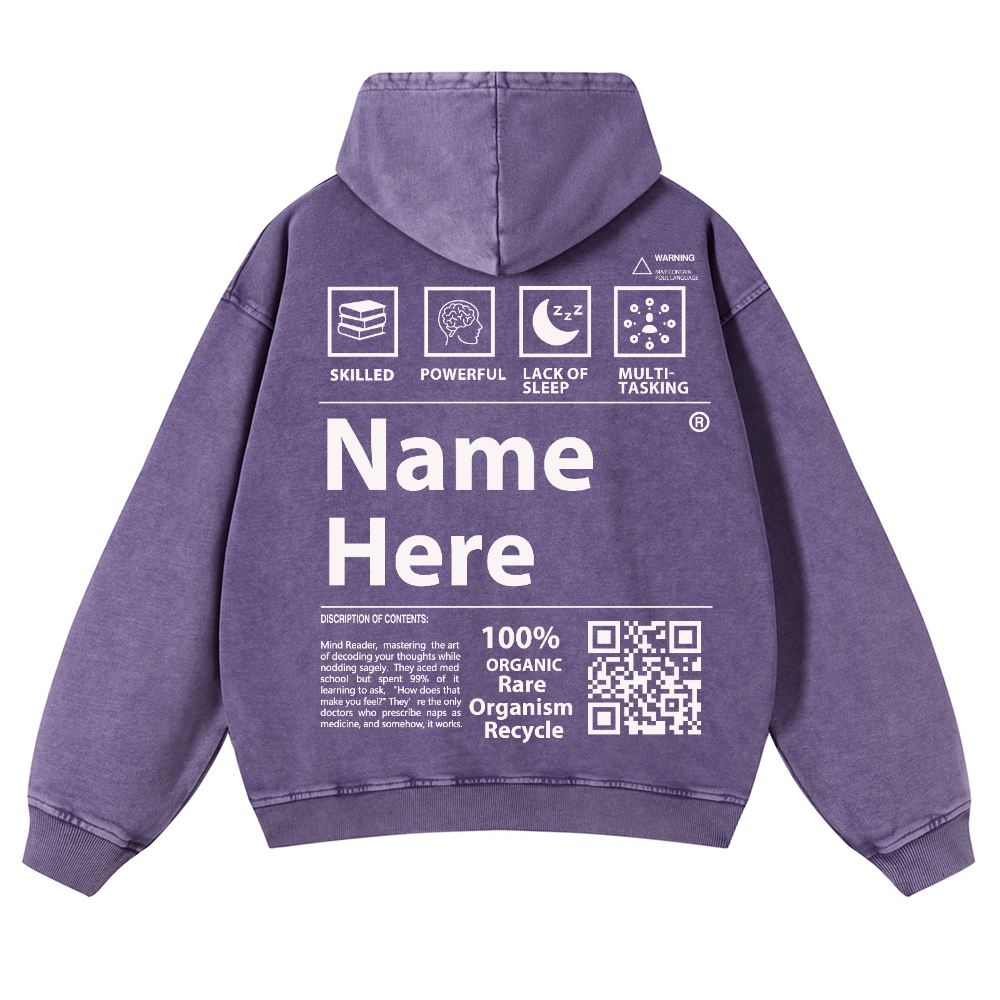 QR Code Customized Unisex Fit Washed Hoodie
