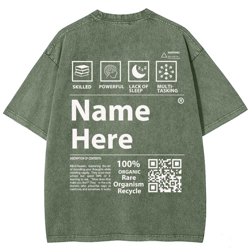 QR Code Customized Unisex Fit Washed T-Shirt