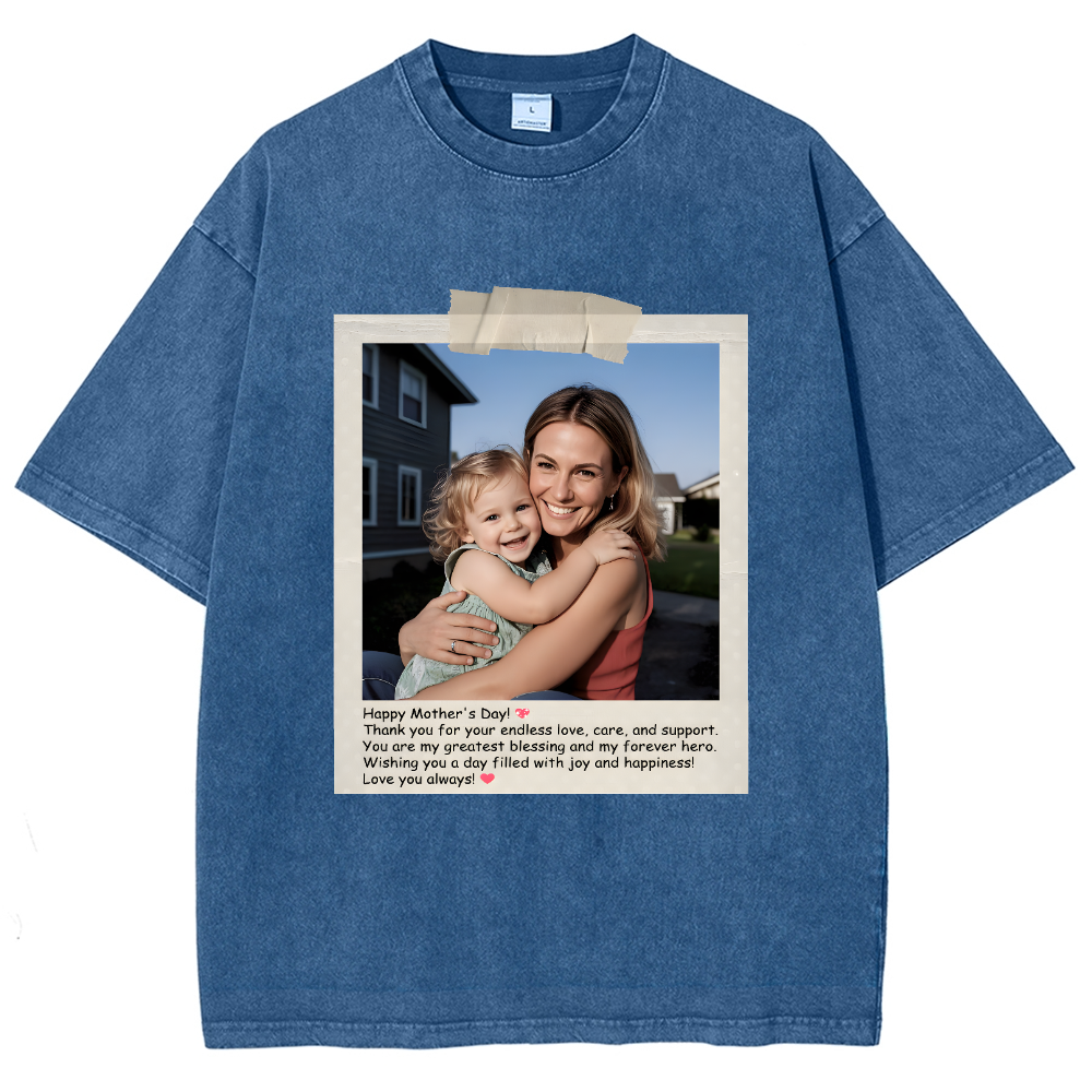 Photo Custom Mother's Day Gift Unisex Fit Washed T-Shirt