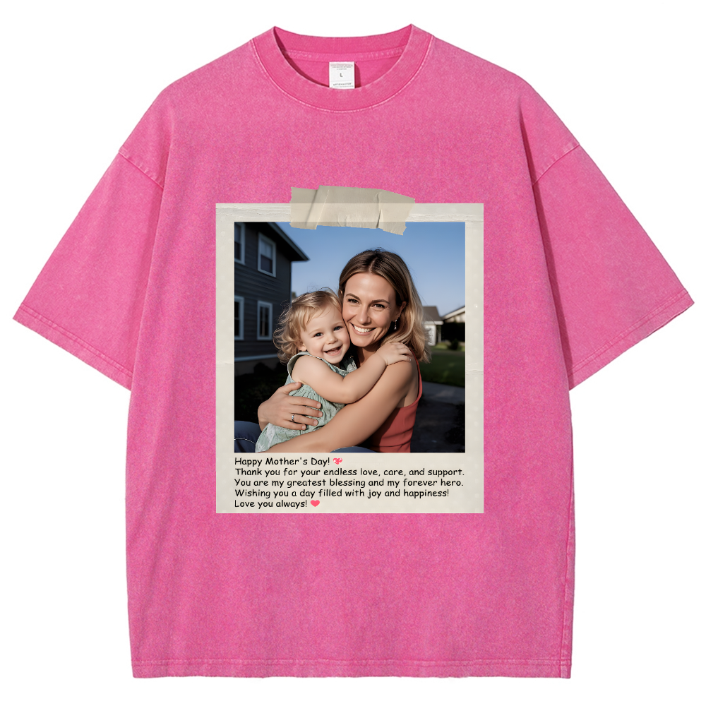 Photo Custom Mother's Day Gift Unisex Fit Washed T-Shirt