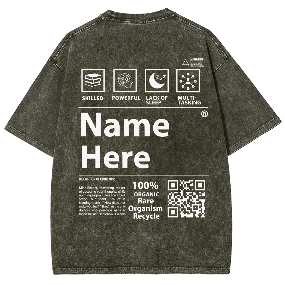 QR Code Customized Unisex Fit Washed T-Shirt