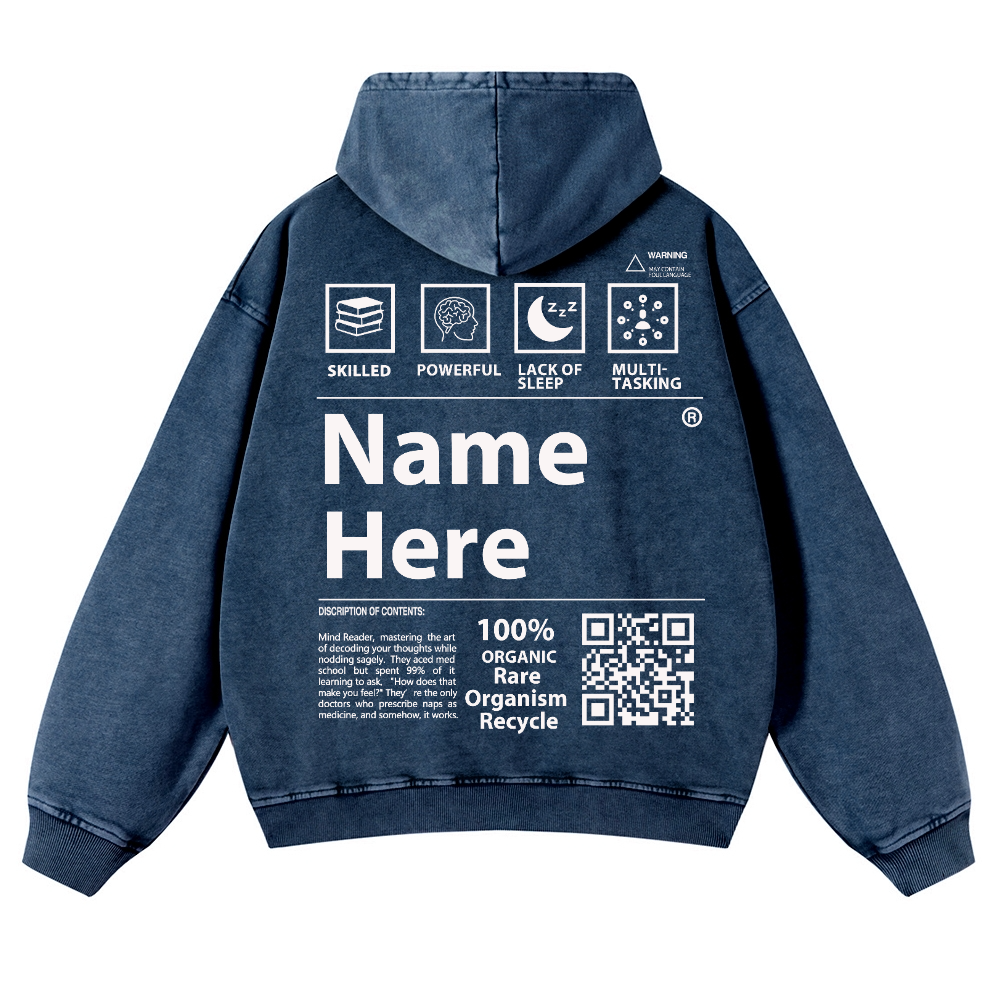 QR Code Customized Unisex Fit Washed Hoodie