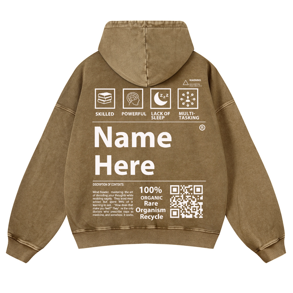 QR Code Customized Unisex Fit Washed Hoodie