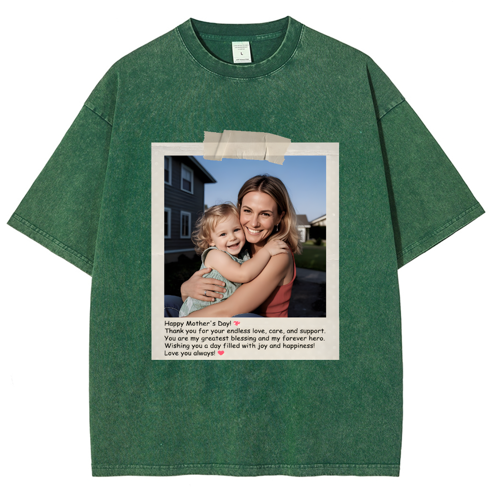 Photo Custom Mother's Day Gift Unisex Fit Washed T-Shirt