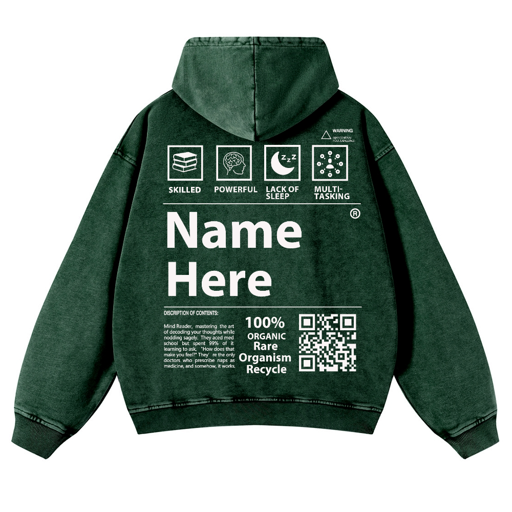QR Code Customized Unisex Fit Washed Hoodie