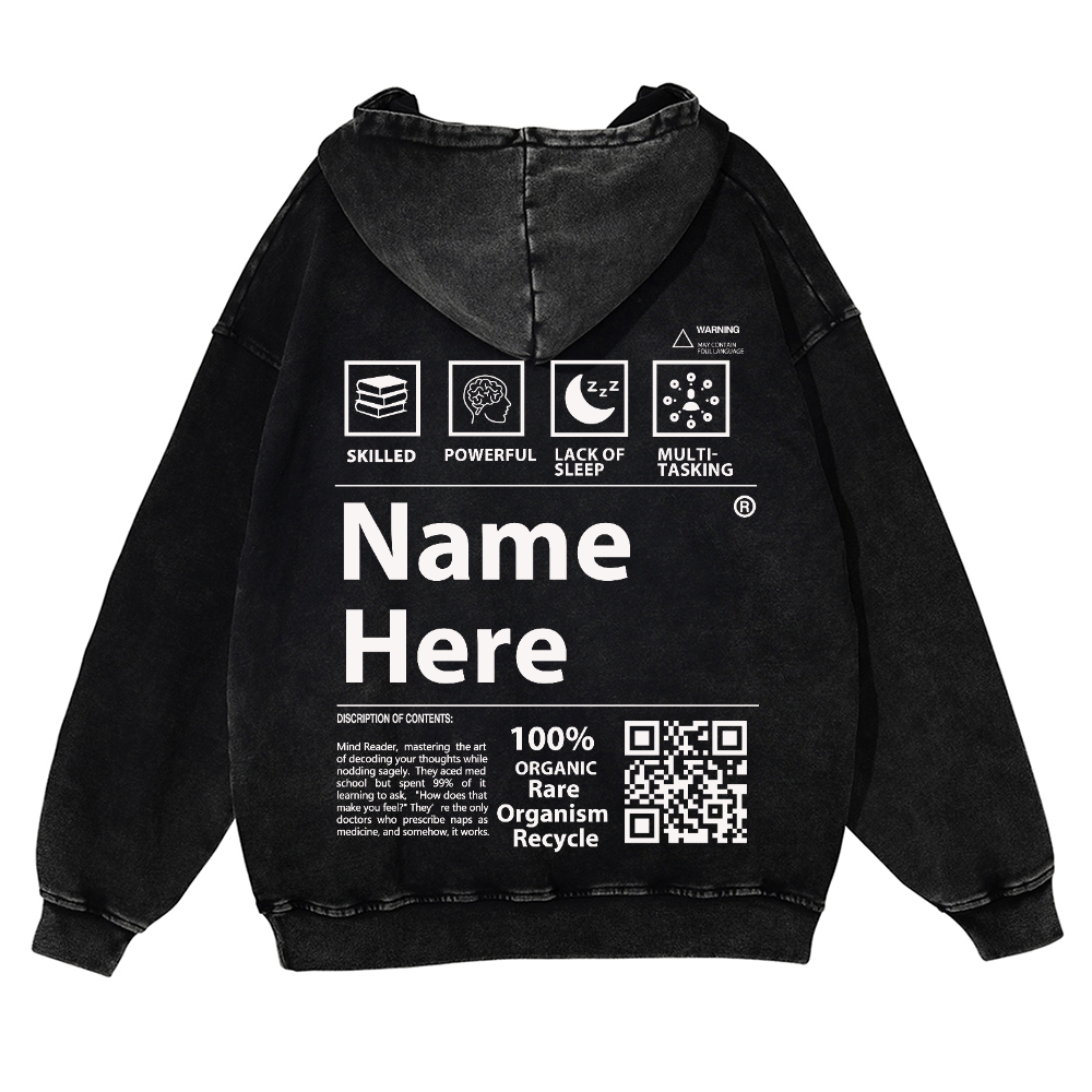 QR Code Customized Unisex Fit Washed Hoodie
