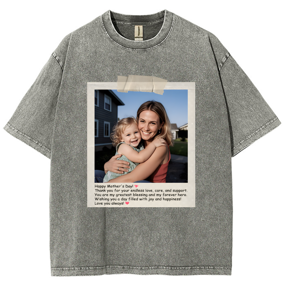 Photo Custom Mother's Day Gift Unisex Fit Washed T-Shirt