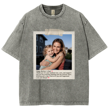 Photo Custom Mother's Day Gift Unisex Fit Washed T-Shirt