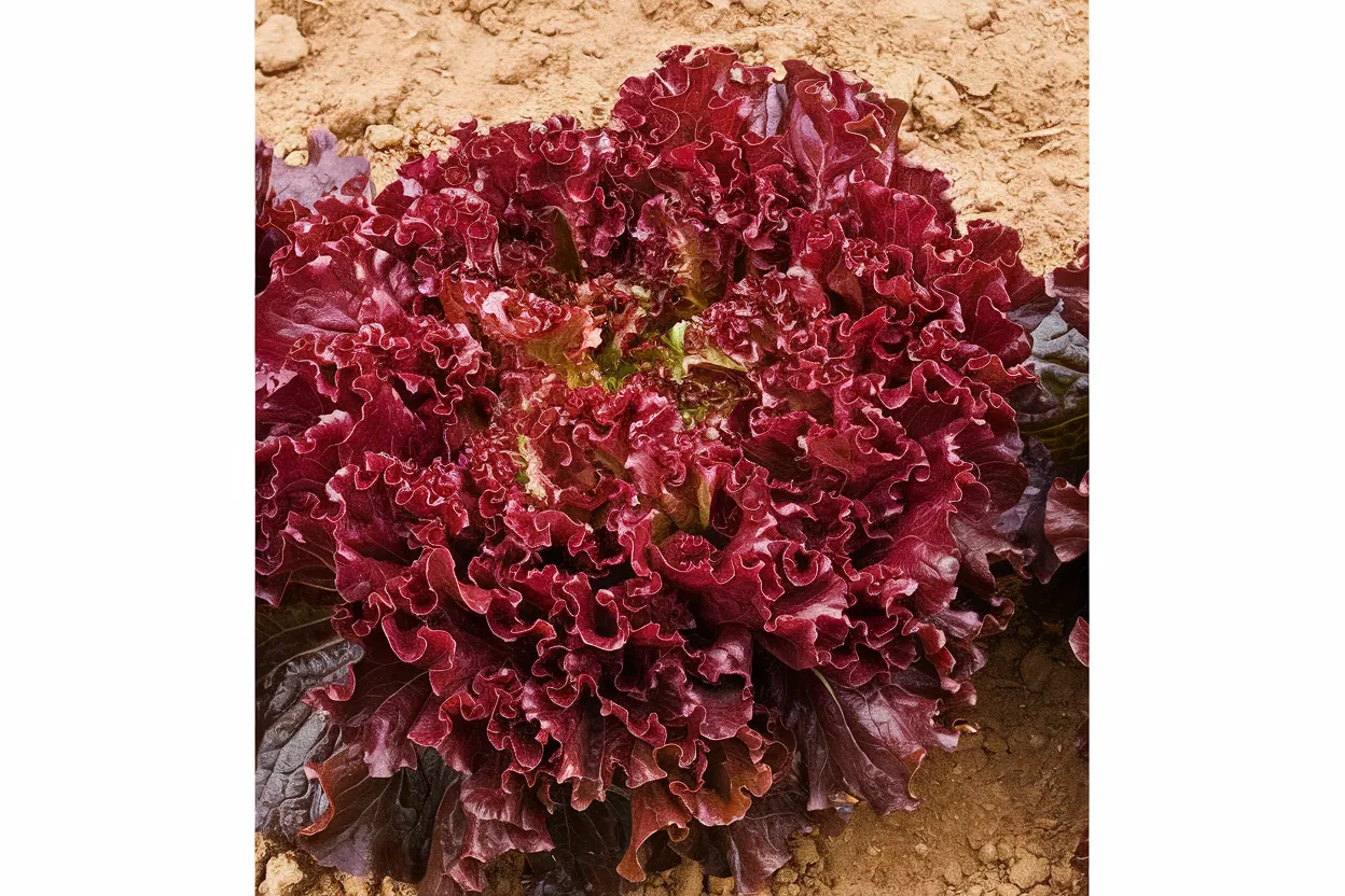 Organic Dark Red Lollo Rossa Lettuce Seeds, ideal for cultivating nutritious, vibrant salads at home