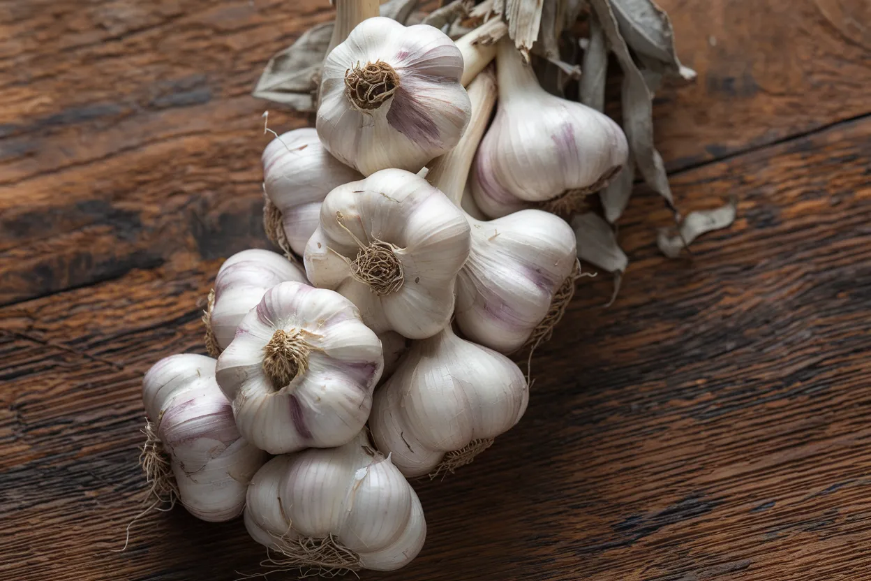 Organic Inchelium Red garlic bulbs, perfect for boosting flavor in culinary dishes