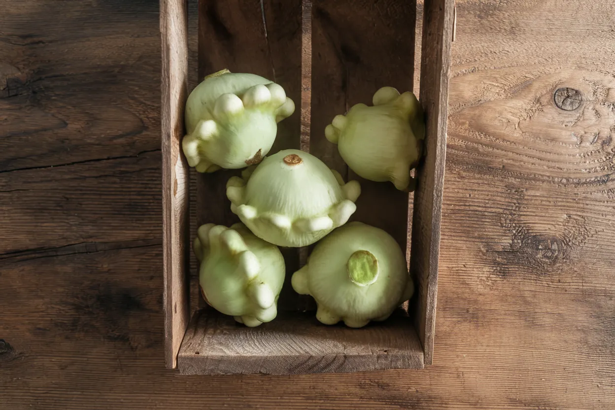 Organic patty pan squash seeds, ideal for cultivating robust, healthy vegetables in home gardens.
