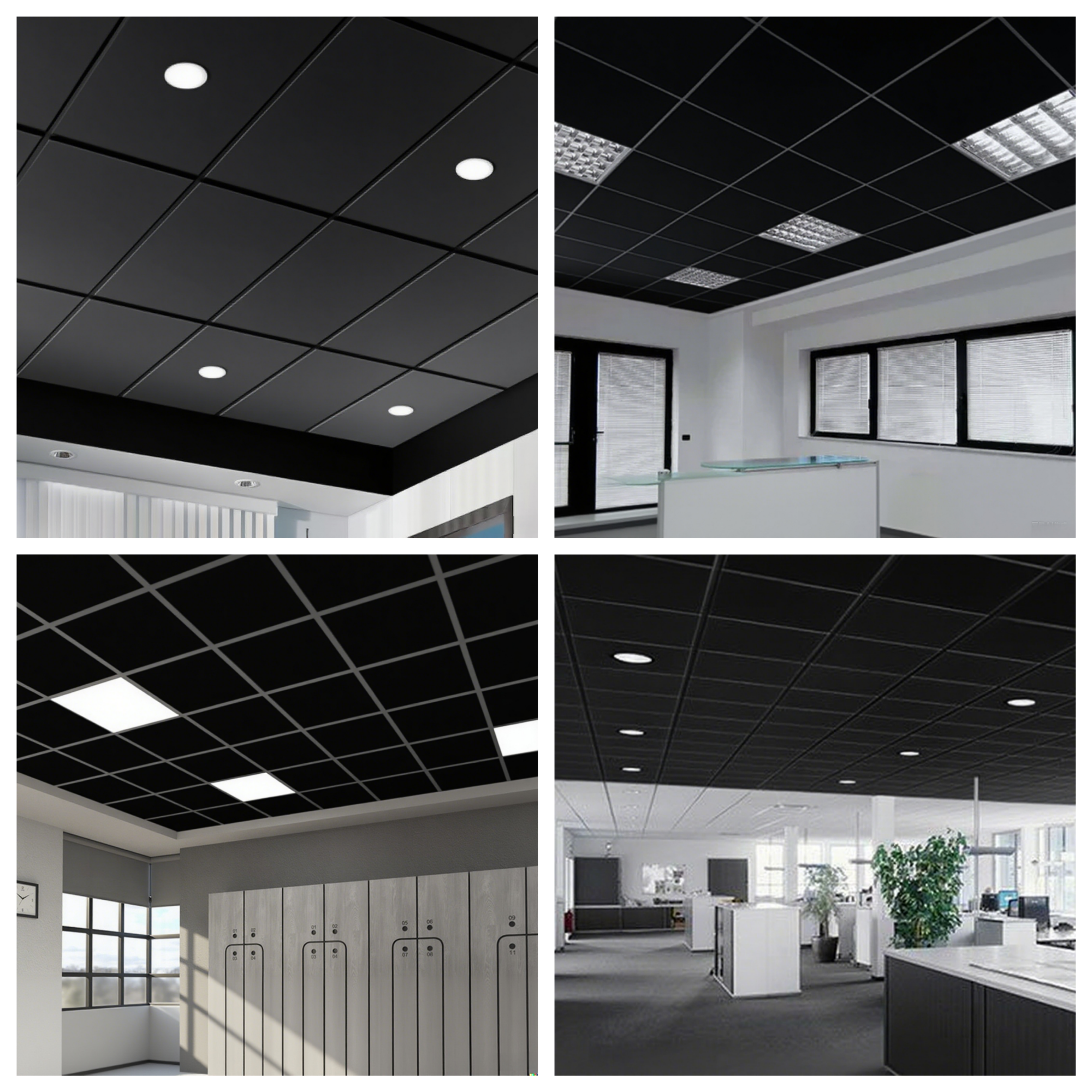 64 SQ FT Black Galvanized Drop Ceiling Grid kit for Basement Living Room Kitchen Bathroom Lobby -Black-Emayuu