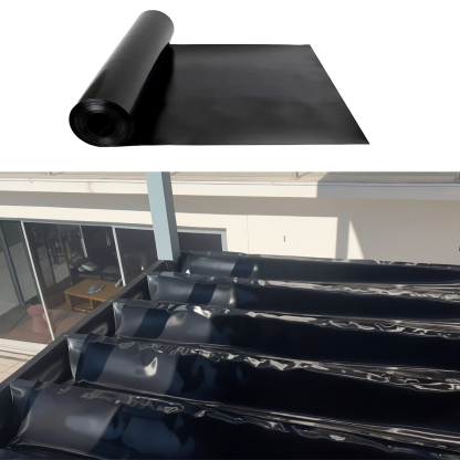Emayuu 1PCS 50FT Black Waterproofing Membrane Black for Under Deck Drainage System, HDPE Deck Membrane Use for 12" Joist Spacing DE02