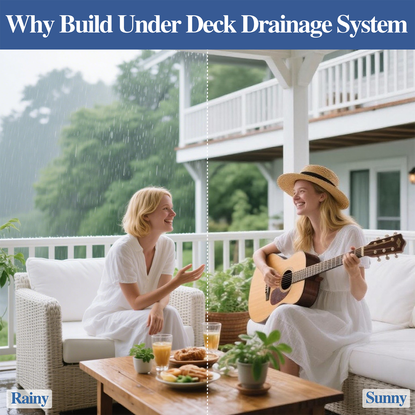 Emayuu 1PCS 50FT Black Waterproofing Membrane Black for Under Deck Drainage System, HDPE Deck Membrane Use for 12" Joist Spacing DE02