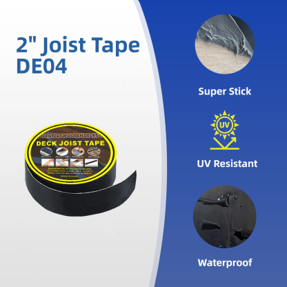 Emayuu Deck Joist Tape for Decking 2" x 50' – 1 Roll Waterproof Butyl Joist Flashing Tape for Deck Beams, Joists. Self-Adhesive, UV Resistant, Anti-Rot, 2” Wide Deck Tape DE04