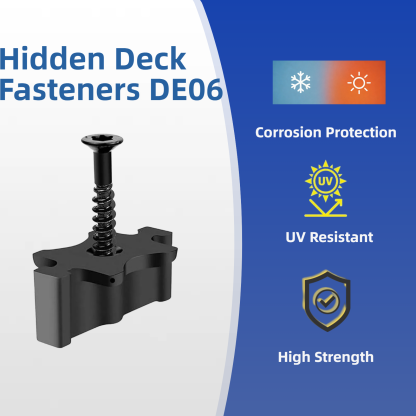 Emayuu 100 PCS Hidden Deck Fasteners for Composite Decking Board,Composite Deck Clips & Plastic Hidden Fasteners with Metal Screws & 2pcs torx bits,Universal Plastic Clips for Deck Boards DE06