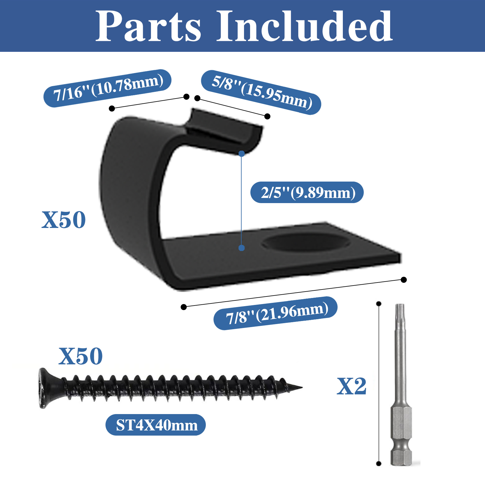 50 PCS Deck Start Clips for Composite Decking Board,Composite Deck Clips & 304 Stainless Steel Clilps with Metal Screws & 2pcs torx bits, Durable Clips for Deck Boards DE05