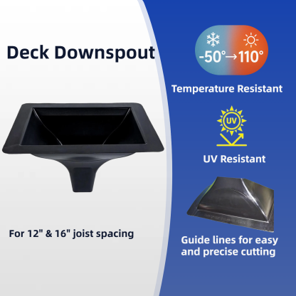 Emayuu Black downspouts for Under Deck Drainage System, PE Deck downspouts Use for 12"&16" Joist Spacing DE01