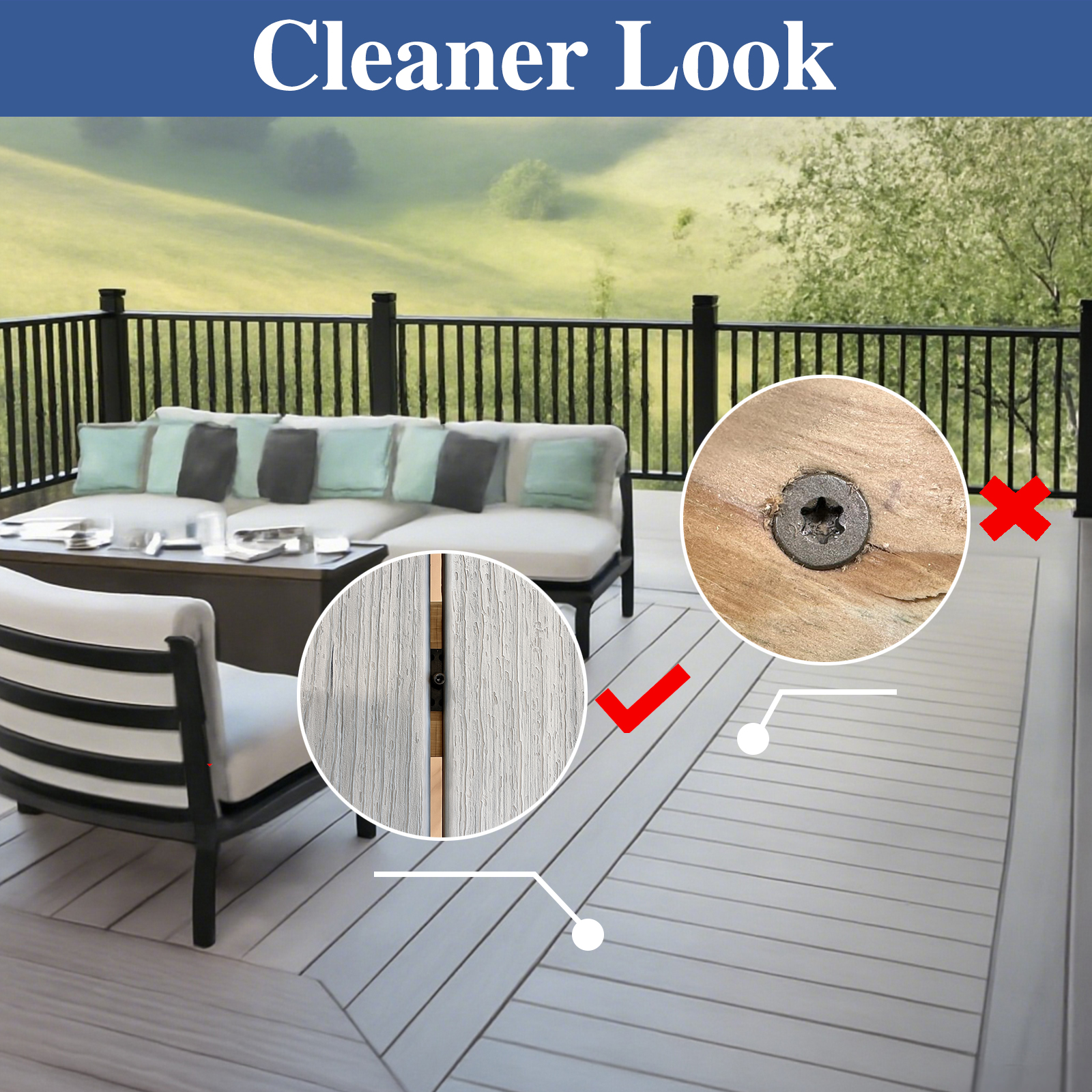 Emayuu 100 PCS Hidden Deck Fasteners for Composite Decking Board,Composite Deck Clips & Plastic Hidden Fasteners with Metal Screws & 2pcs torx bits,Universal Plastic Clips for Deck Boards DE06