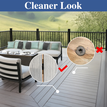 Emayuu 100 PCS Hidden Deck Fasteners for Composite Decking Board,Composite Deck Clips & Plastic Hidden Fasteners with Metal Screws & 2pcs torx bits,Universal Plastic Clips for Deck Boards DE06