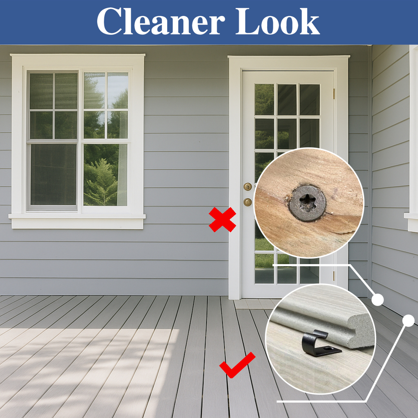 50 PCS Deck Start Clips for Composite Decking Board,Composite Deck Clips & 304 Stainless Steel Clilps with Metal Screws & 2pcs torx bits, Durable Clips for Deck Boards DE05