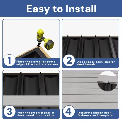 50 PCS Deck Start Clips for Composite Decking Board,Composite Deck Clips & 304 Stainless Steel Clilps with Metal Screws & 2pcs torx bits, Durable Clips for Deck Boards DE05