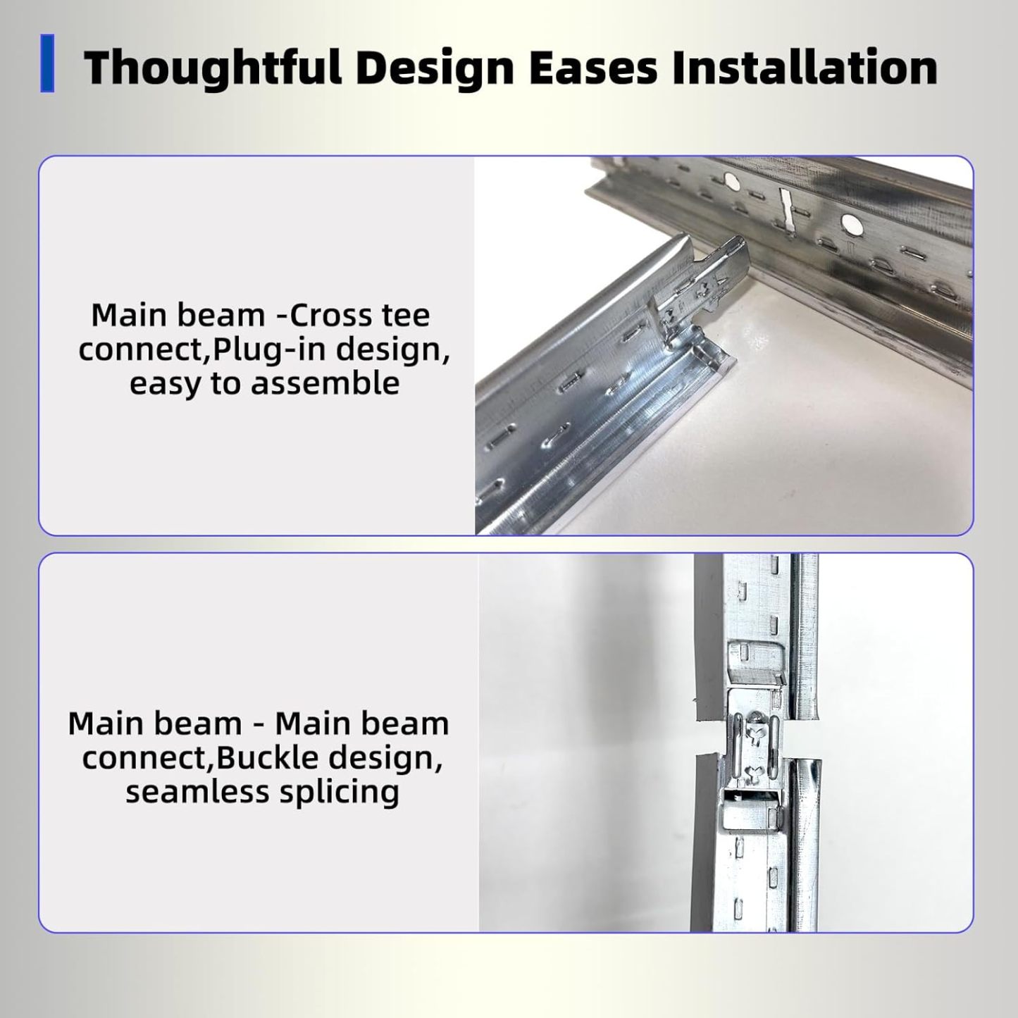 Black Galvanized Drop Ceiling Grid kit for Basement Living Room Kitchen Bathroom Lobby 