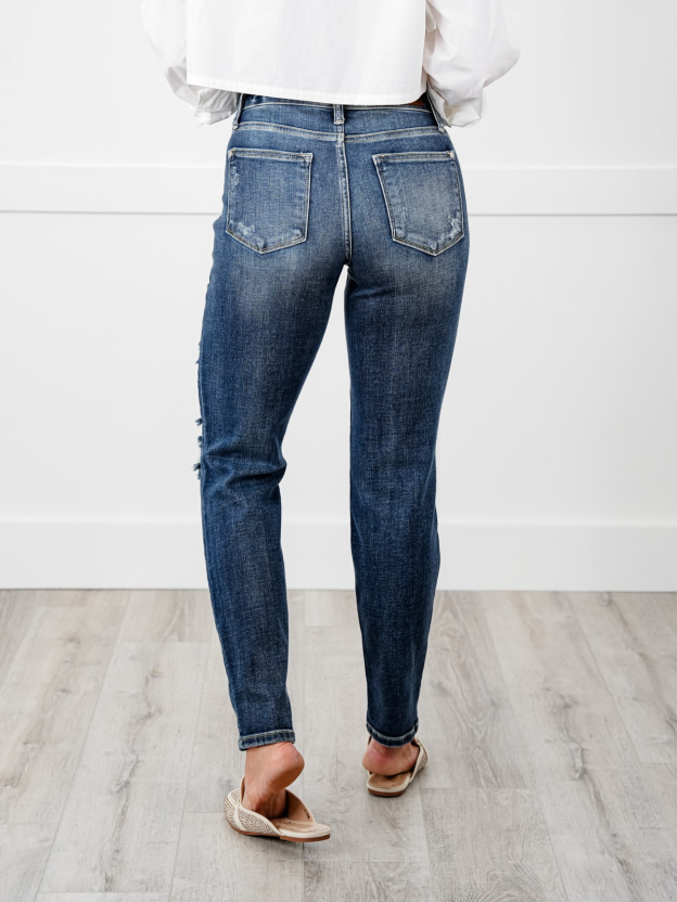 Tummy Control Distressed Cuffed Boyfriend Jeans (Buy 2 Free Shipping)