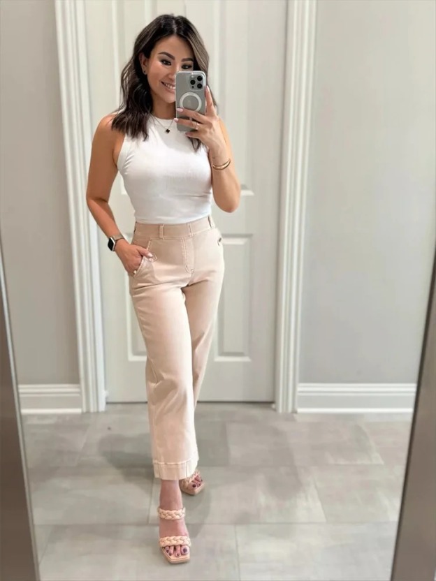 Tummy Control Twill Cropped Wide Leg Pant(Buy 2 Free Shipping)