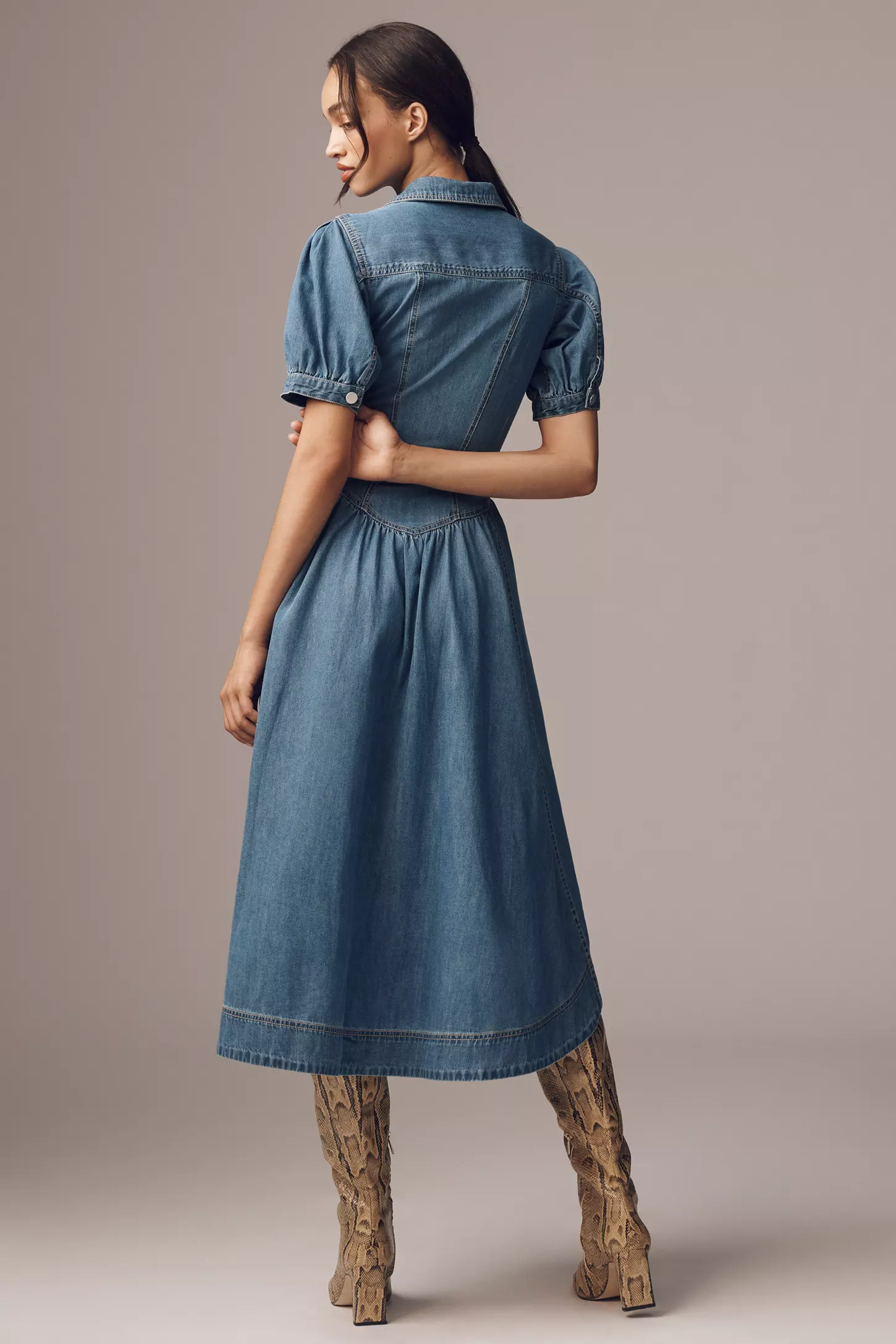 Pilcro Short-Sleeve Denim Midi Shirt Dress(Buy 2 Free Shipping)