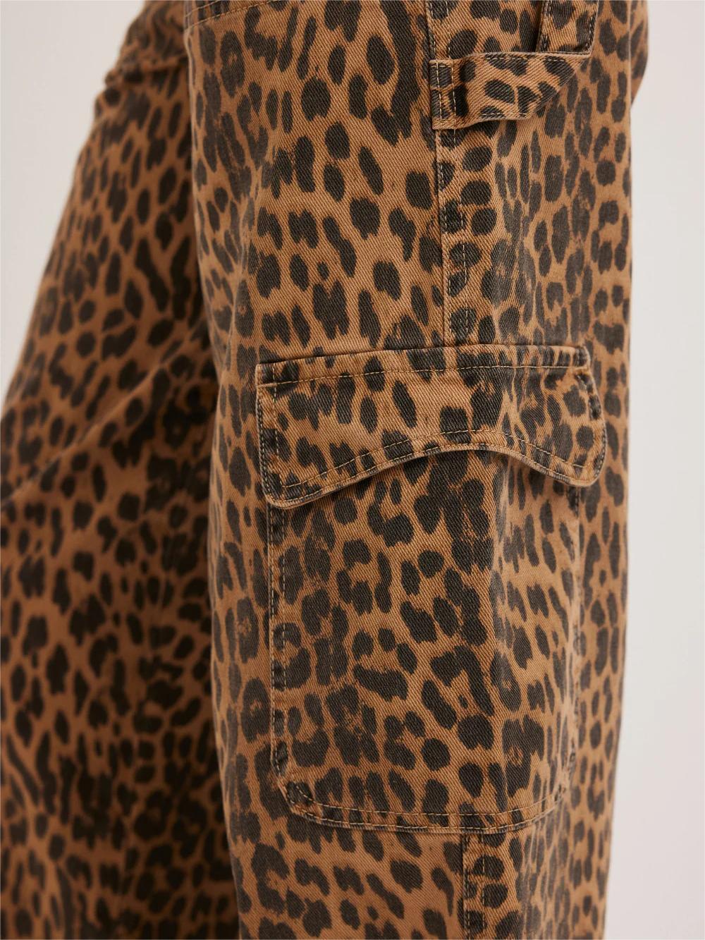 Leopard Print Cargo Jeans