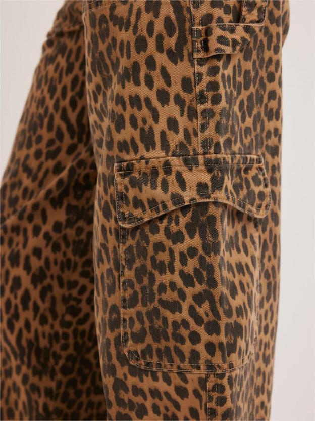 Leopard Print Cargo Jeans