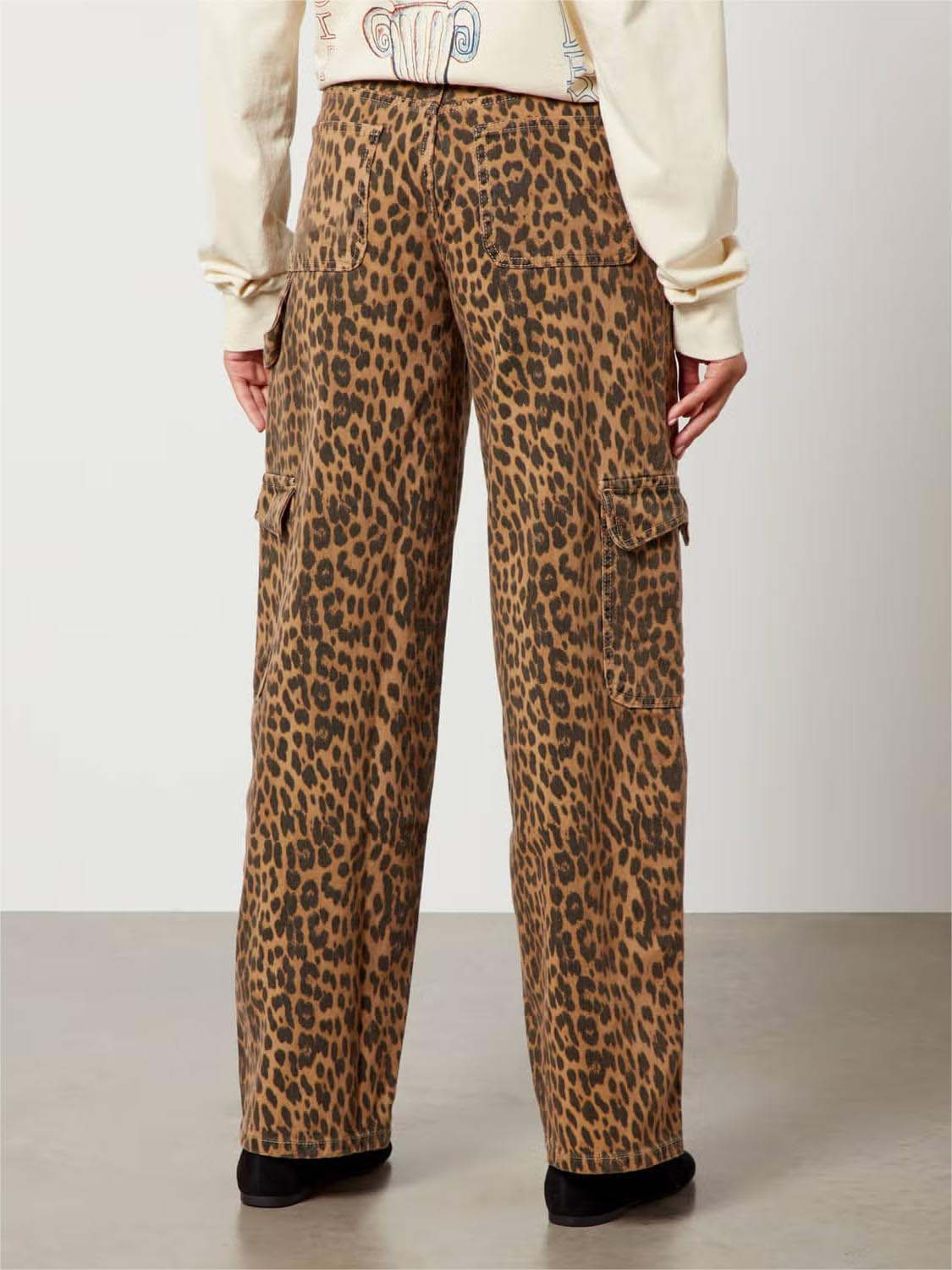 Leopard Print Cargo Jeans
