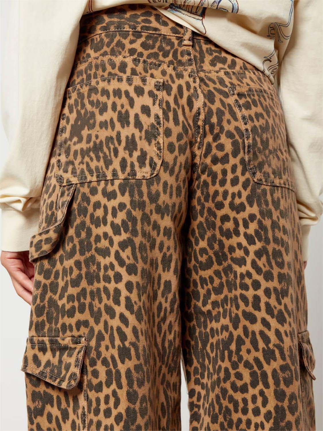 Leopard Print Cargo Jeans