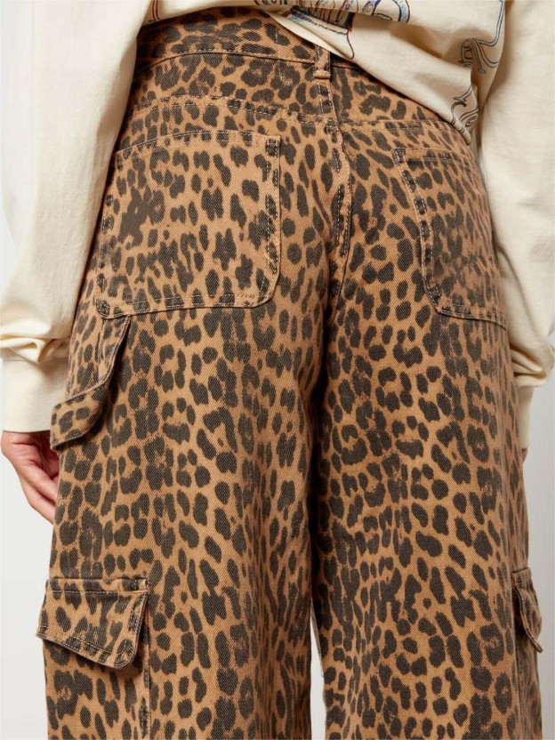 Leopard Print Cargo Jeans